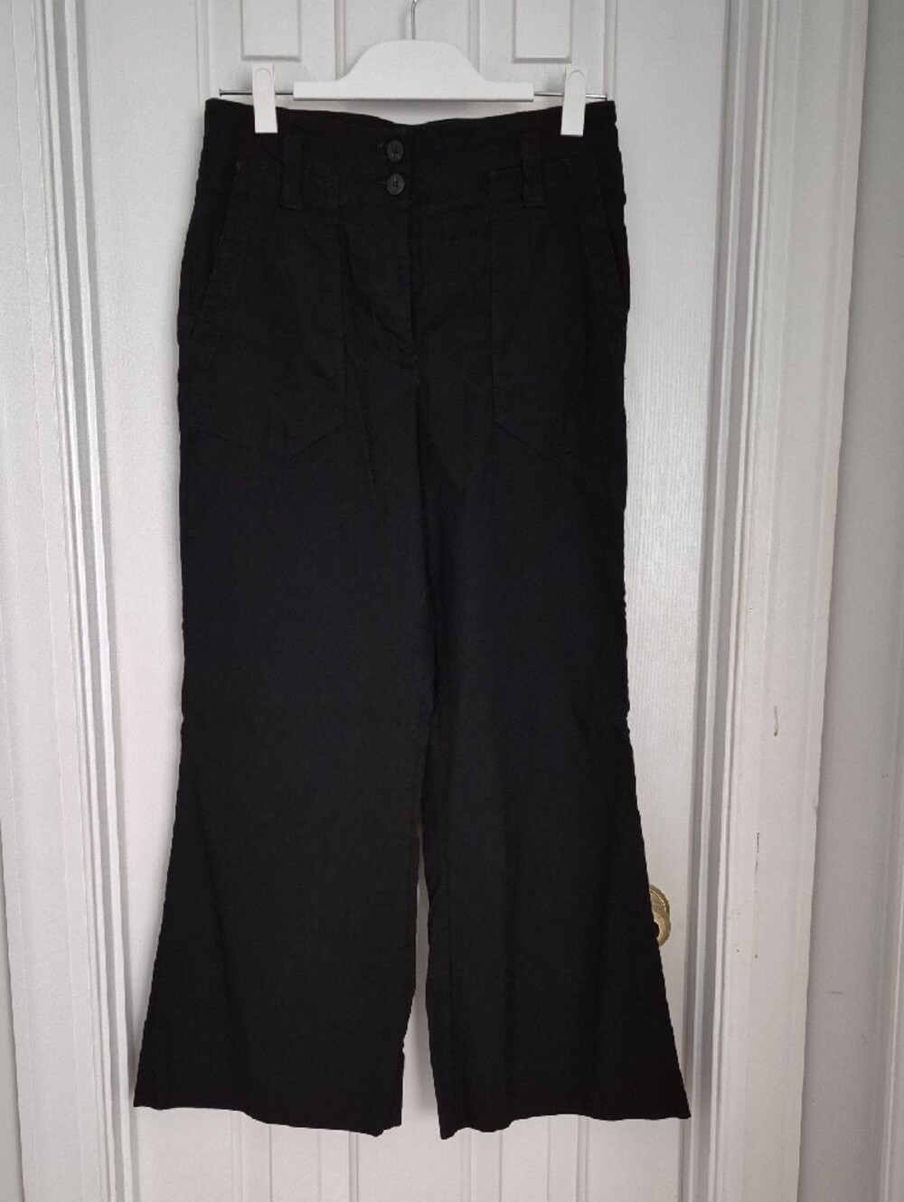 Maeve Black Wide-Leg High-Rise Pants